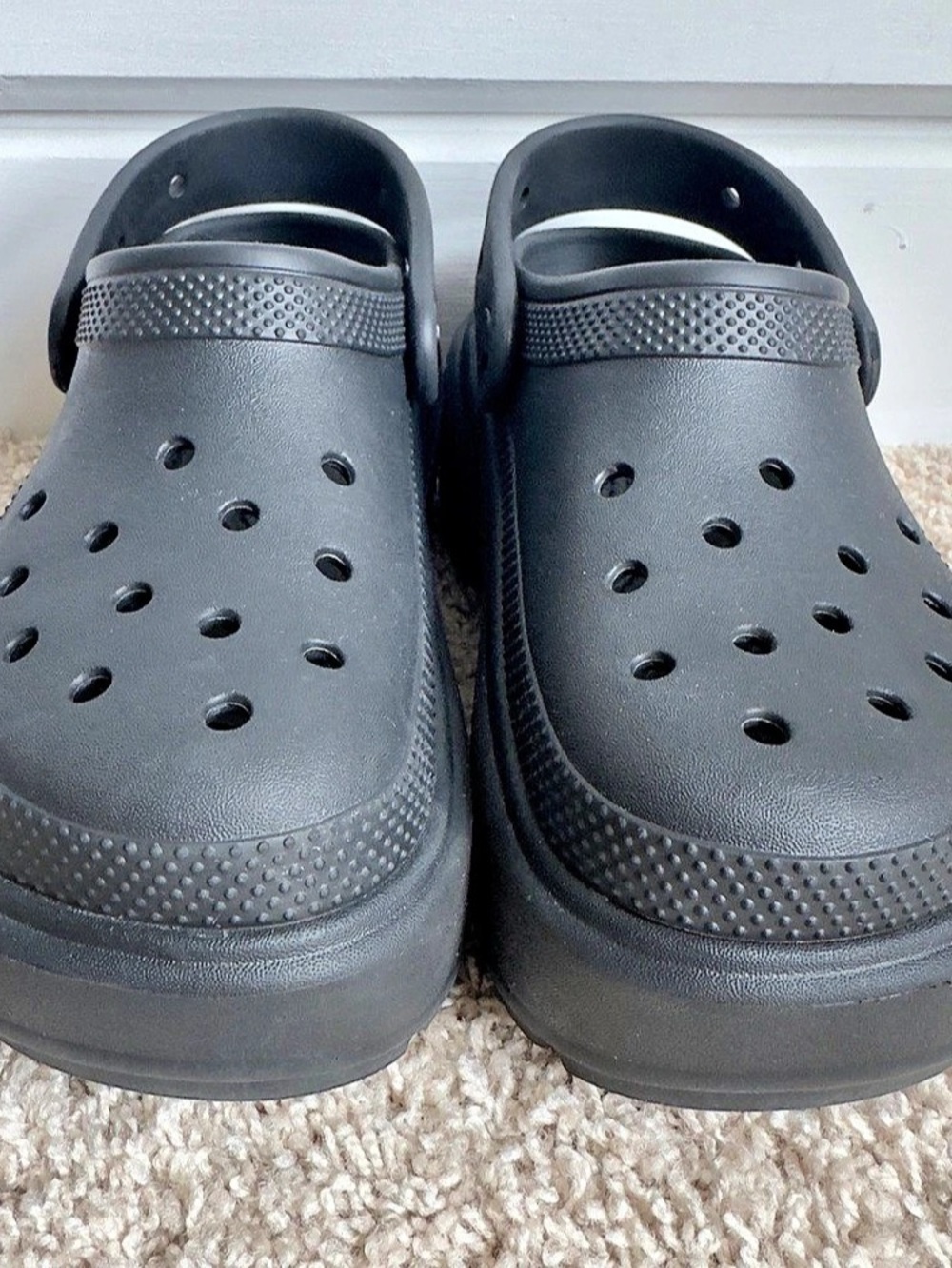 Crocs Duet Sport Clog Black M5 W7 Chunky Comfort Shoes Like New